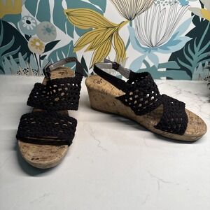 SO® Taffy Women's Wedge Sandals Color: Black Size: 6